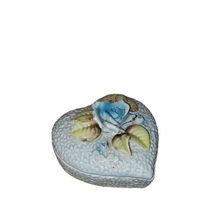 Vintage Blue Flowered Arnart Trinket Holder